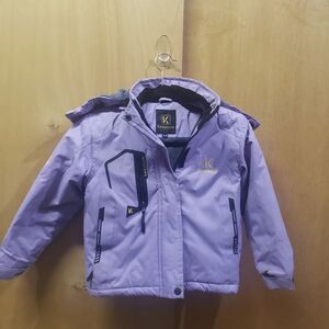 Keevoom Girls Purple Long Sleeve Hooded Waterproof Jacket Sz 4-5SSS